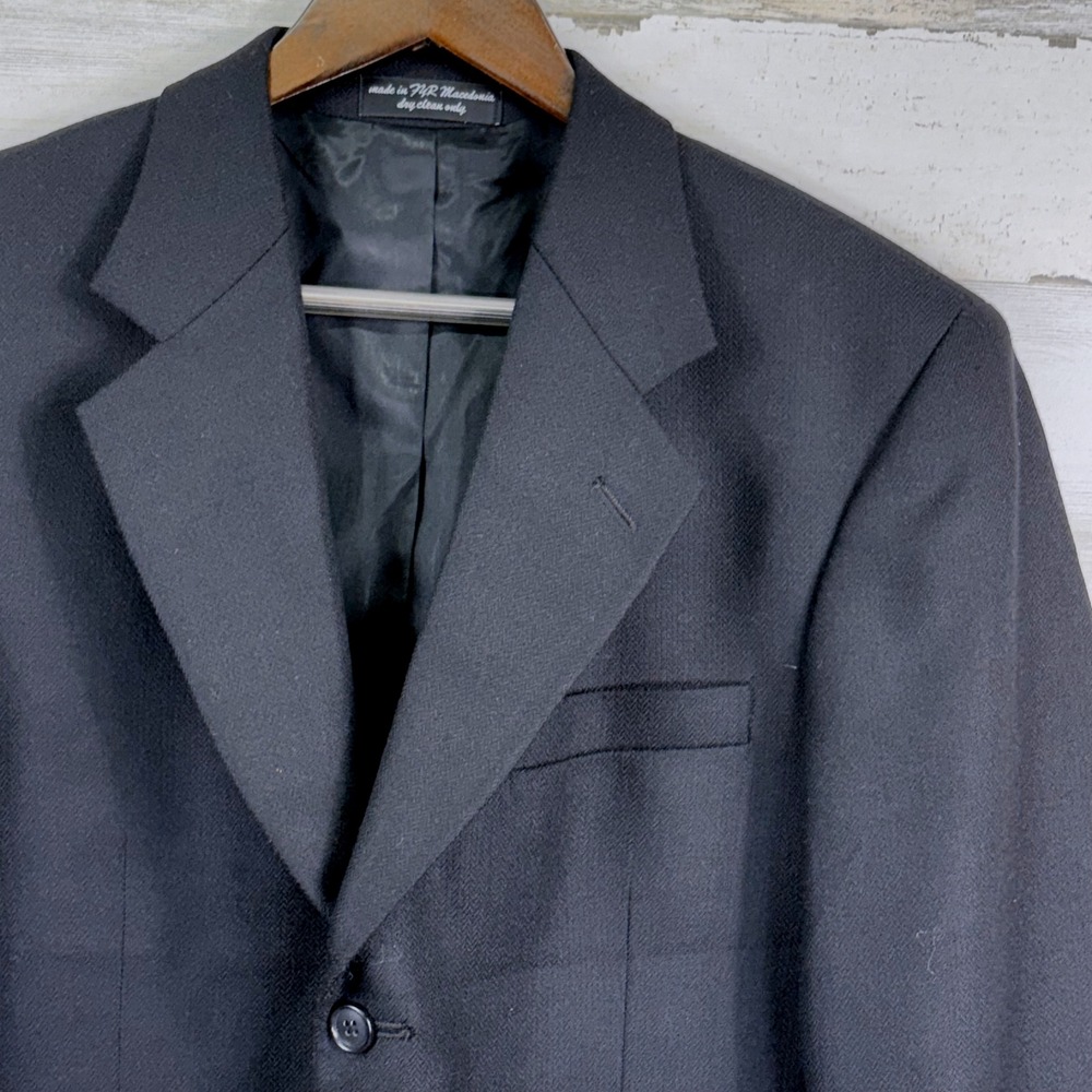 Gianfranco Ruffini Italyโ Mens Black 100% Lambswool Blazer Jacket 38S Tailored